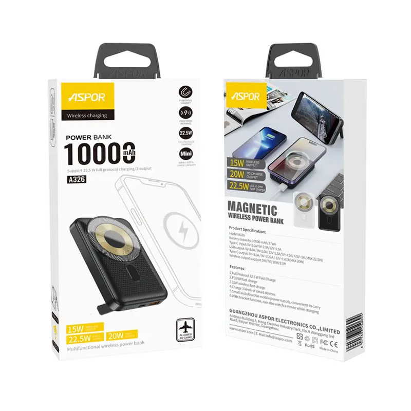 ASPOR A326 10000mAh Wireless & Fast Power Bank - High-Power, Original, and Ultra-Portable - Image 3