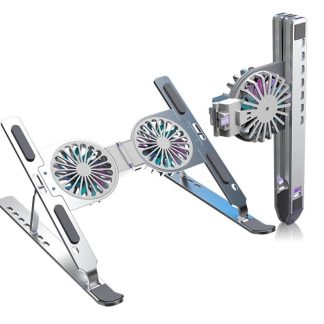 C9 Portable Foldable Laptop Stand with Cooling Fans and RGB Lights